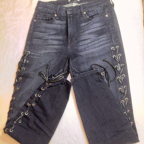 A0011 Good American Good Legs High Rise Back Lace-Up Skinny Jeans Sz 6 - Picture 7 of 13
